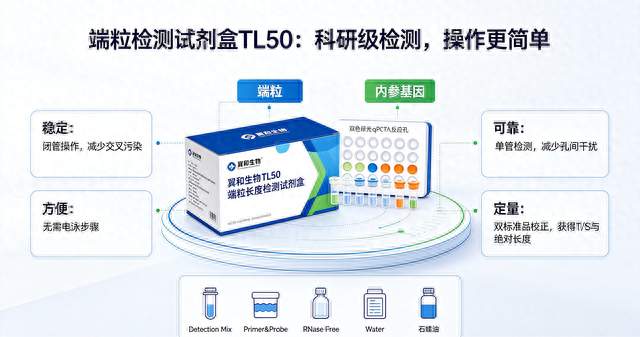 端粒检测试剂盒TL50：科研级检测，操作更简单