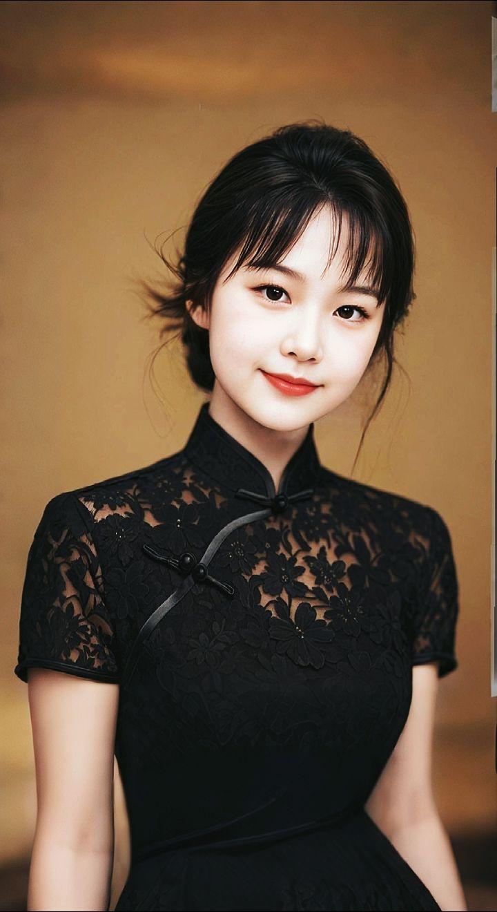 AI扩图 AI黑纱旗袍韵