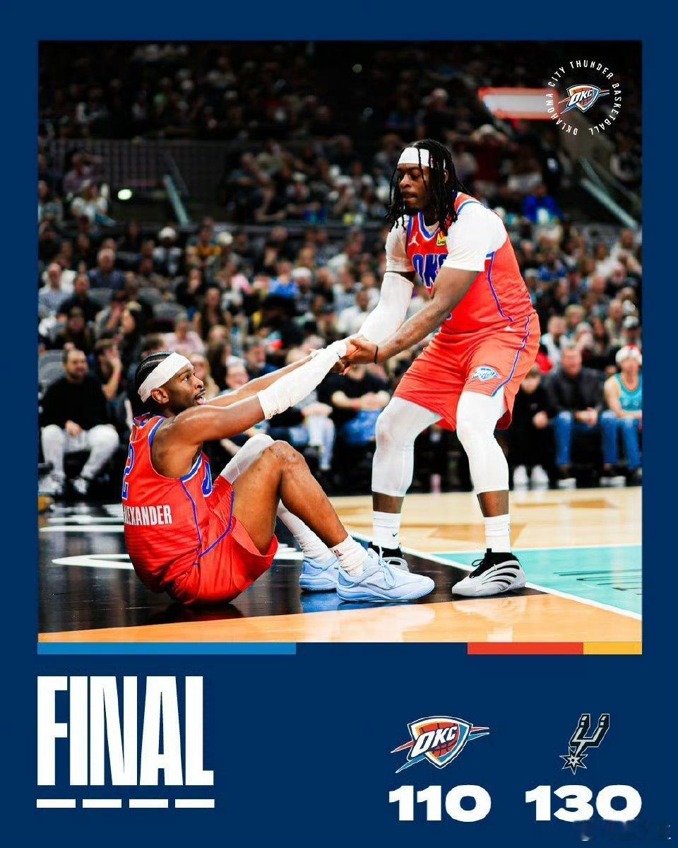 雷霆应该感谢马刺。赛季第四场败仗，可以暂时让他们从“追逐74胜”的舆论氛围中出来