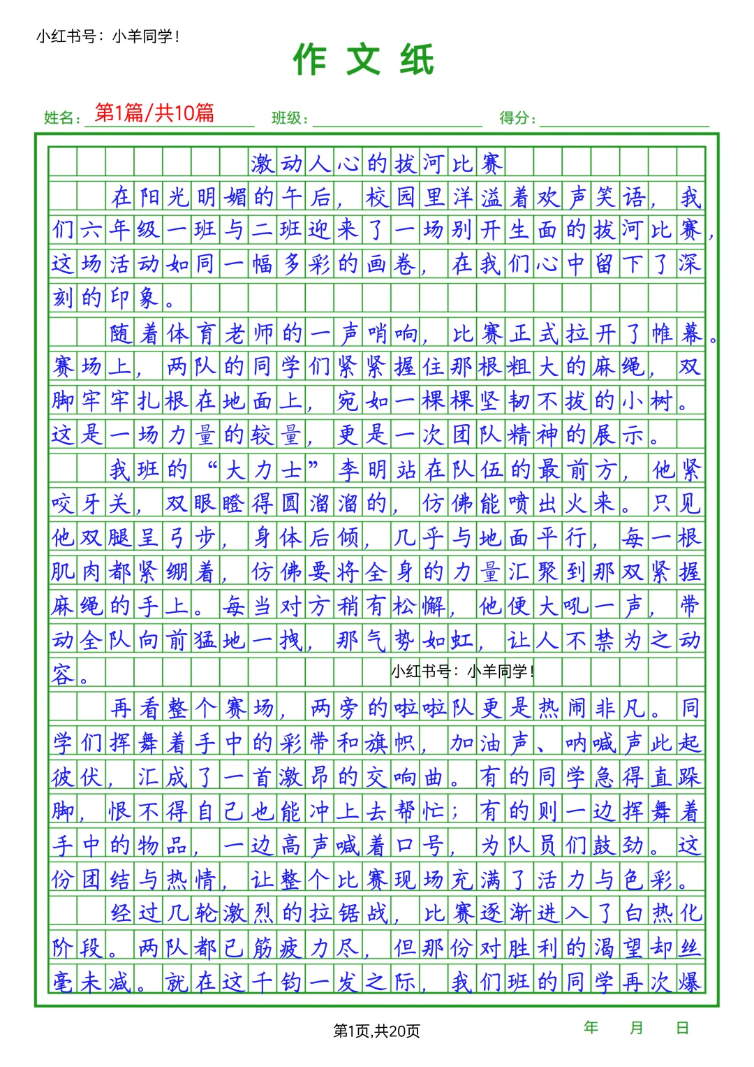 六年级上册🔺第二单元《多彩的活动》10篇