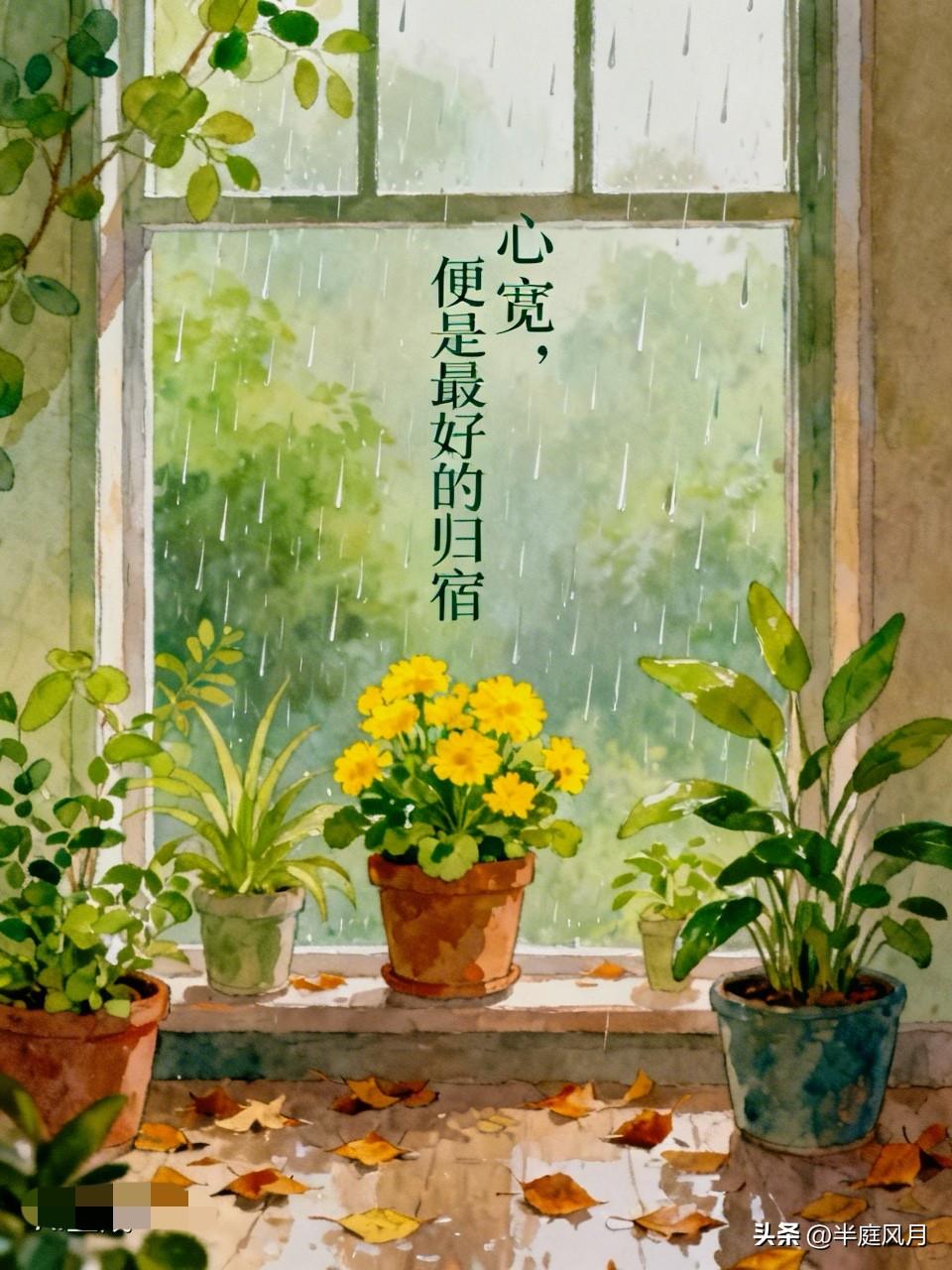 拾灵札记｜心宽，便是最好的归宿

雨后收拾窗台，几株盆栽经雨水冲刷，有的枝叶舒展