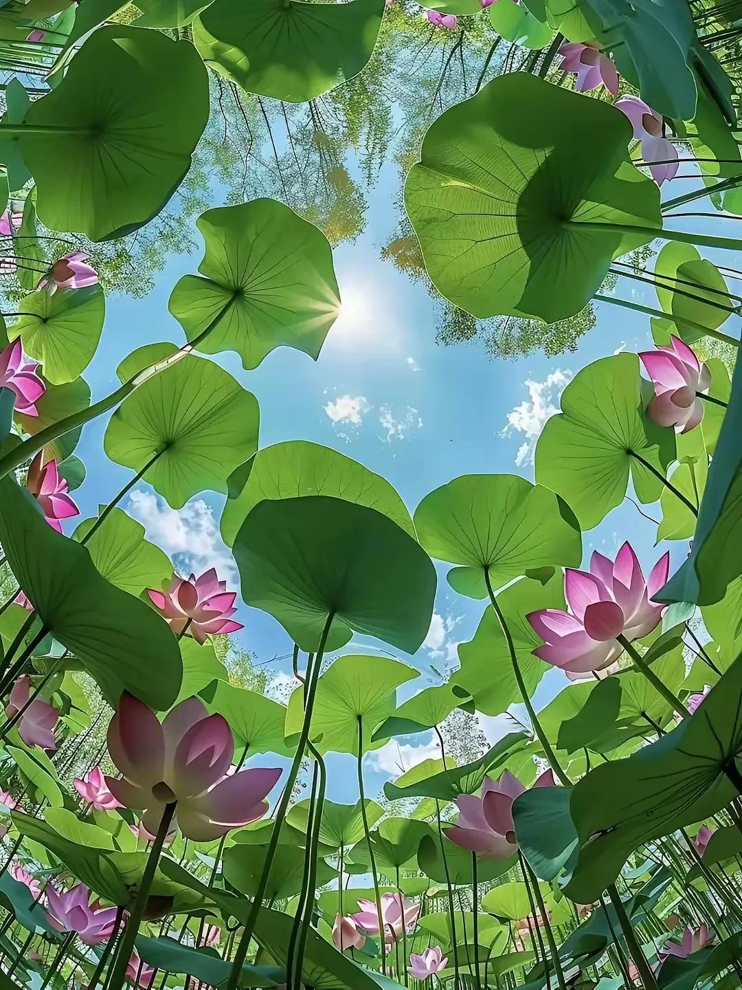 《新爱莲说》

我在莲花丛中
看世界，看人生
越看越达观
烈日、淤泥、清水
成就