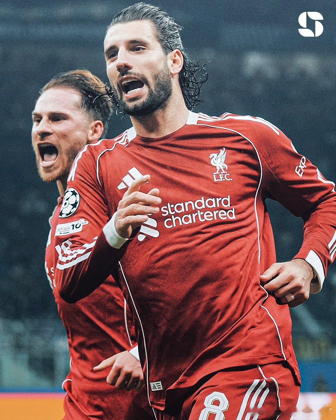 索博斯洛伊成为本赛季首位直接参与10粒进球的利物浦球员。⚽️ 5粒进球⚽️ 5次