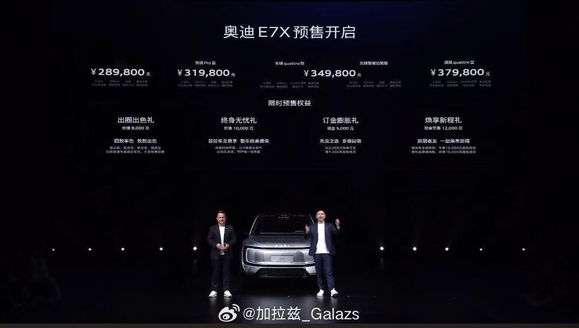 新公路之王奥迪E7X预售奥迪E7X预售28.98万元起 那意思是就是说正式上市价