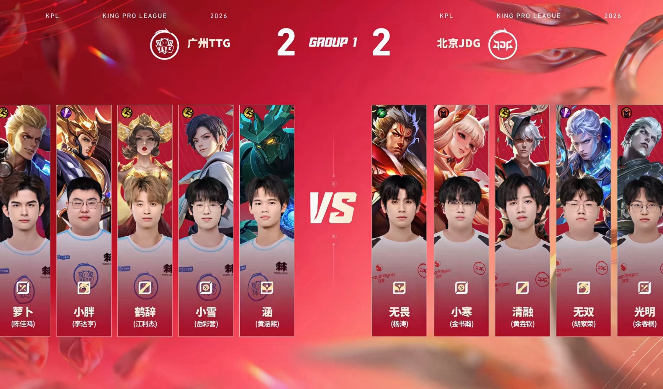 JDG对战TTGTTG与盛夏同行2026KPL夏季赛常规赛第一轮北京JDG VS