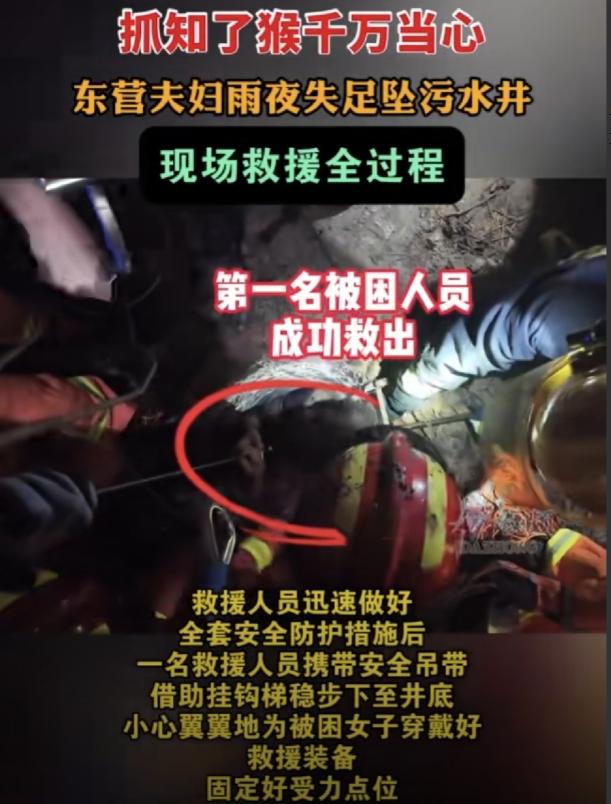 山东东营，一对夫妇雨后外出找知了猴，丈夫跟妻子分头找，结果妻子没有注意到绿化带内