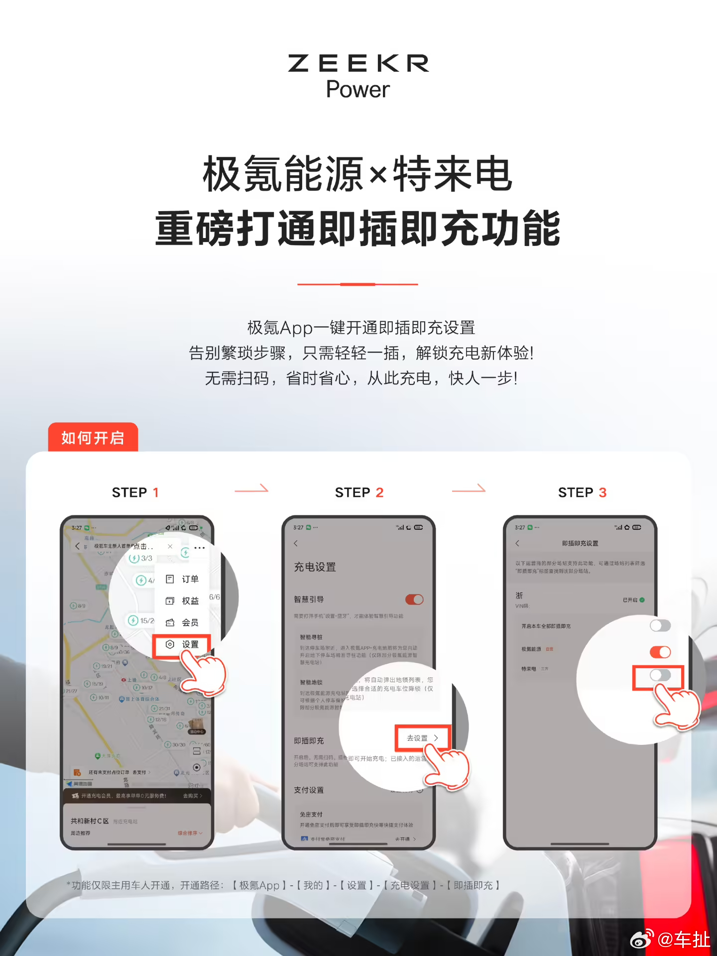 极氪汽车今日与特来电重磅合作上线，即插即充功能全面打通。极氪 App 一键开通即
