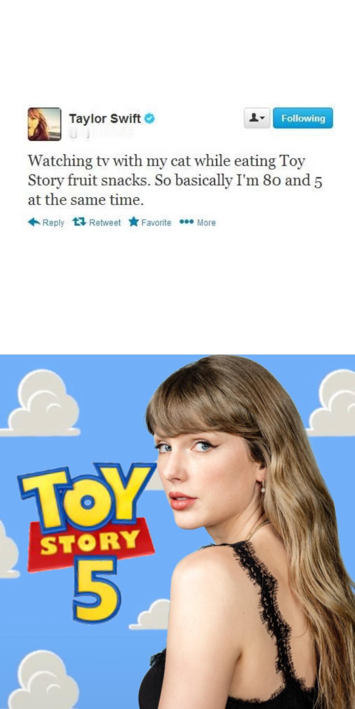 💬 | Taylor Swift谈到有关《玩具总动员》：“一边和我的猫一起看电