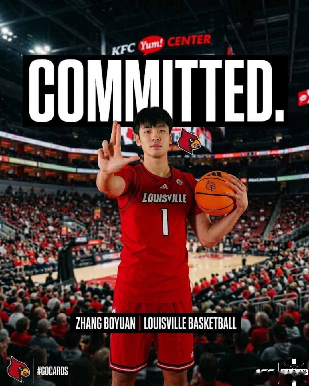 张博源承诺ACC联盟路易斯维尔大学张博源海外中国球员NCAA