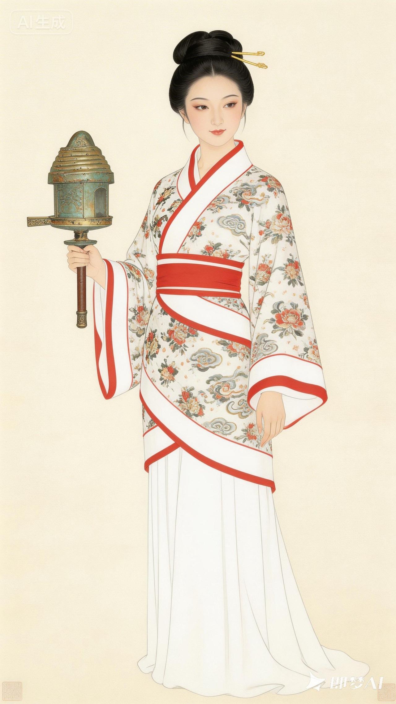 古风美女手执香炉，典雅气质，韵味十足。