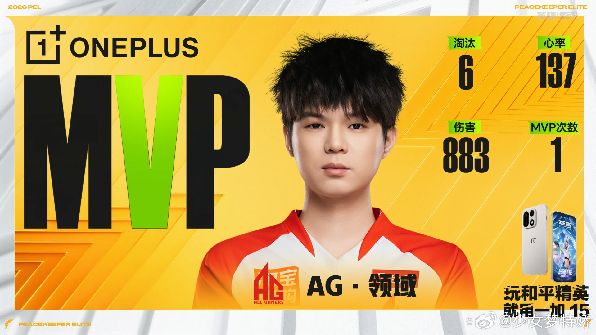 AG领域6淘汰MVP全场最稳核心！领域从前期收割到决赛圈终结，6次淘汰全程高光，
