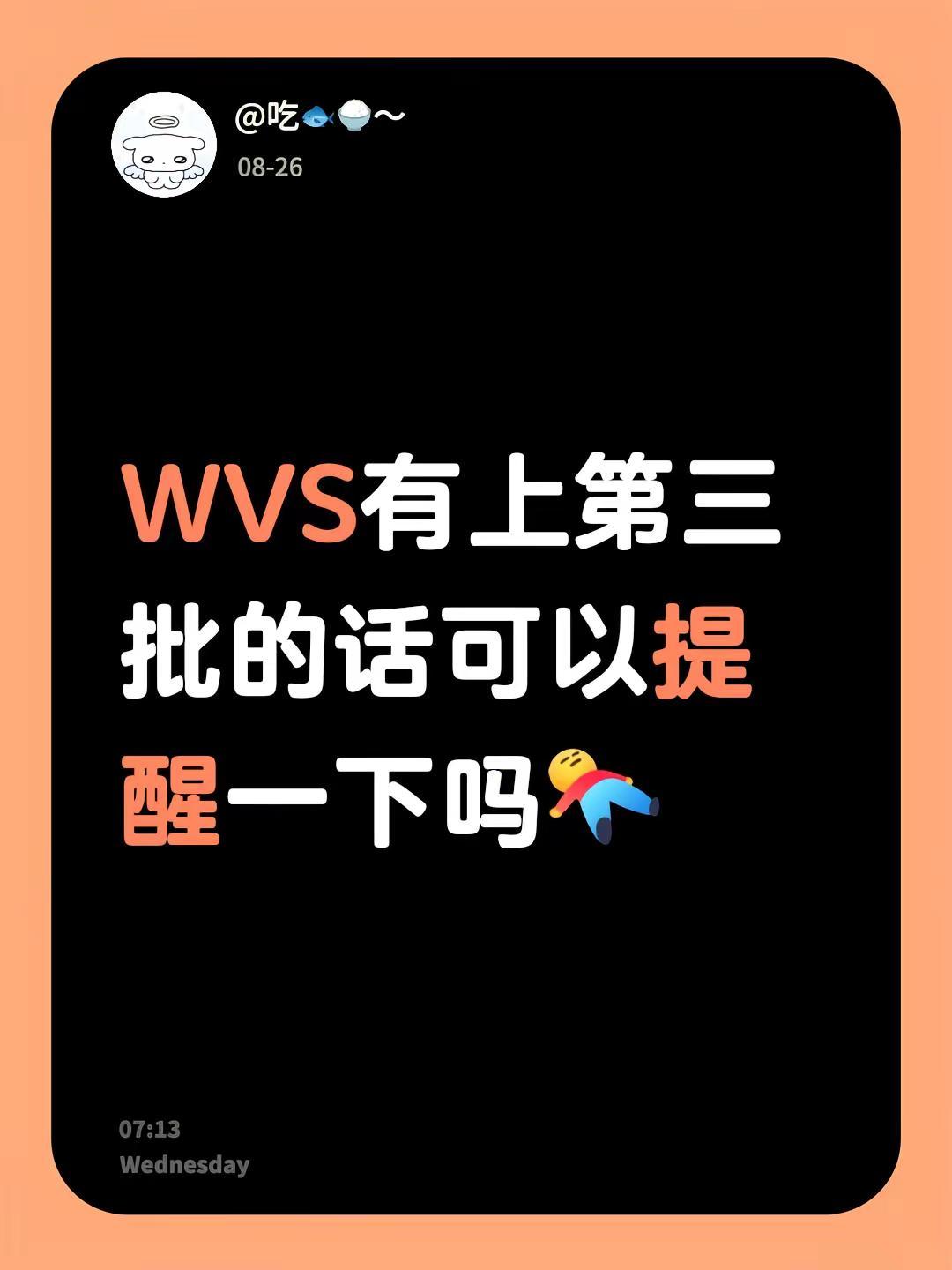 WVS有上第三批的话可以提醒一下吗cortis