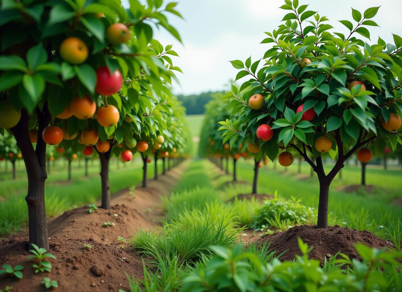 1. 农村家庭院坝：美化与采摘

如果是在自家的院坝，建议选择果树或常绿观赏树。