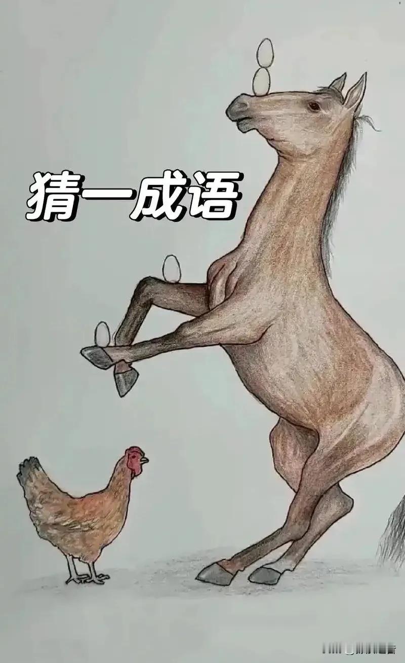 这看图猜成语也太怪了，一头驴和一只母鸡能是什么成语？好多才子绞尽脑汁都没有看出来