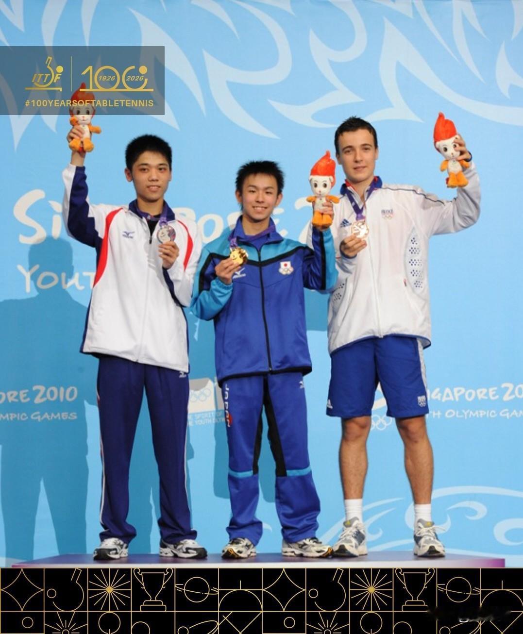 ITTF：回顾2010年新加坡青奥会👀三位乒乓球新星首次一同站上奥运领奖台。其