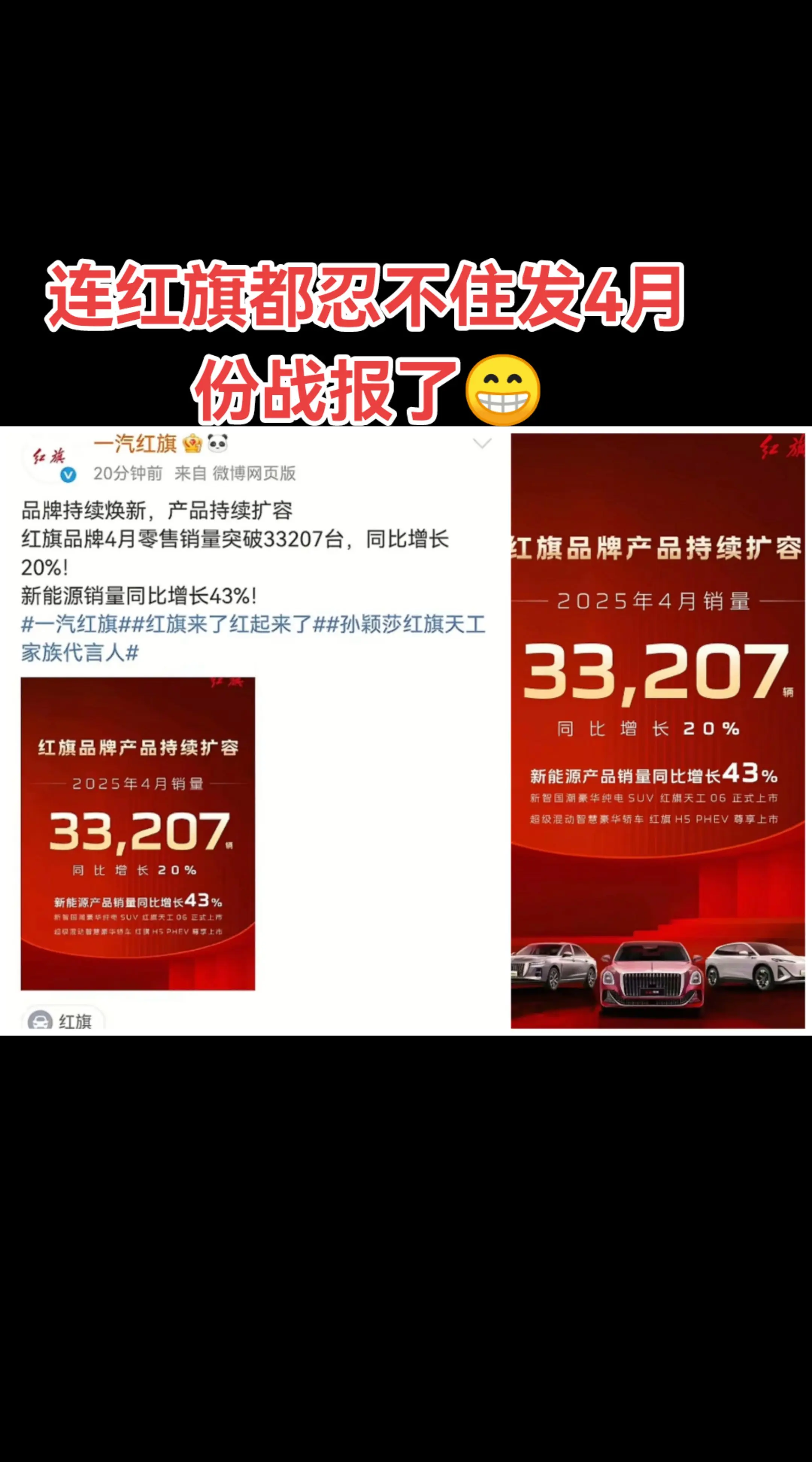 国车🇨🇳+国球🏓+国宝👍㊗️莎莎和红旗一路长虹！