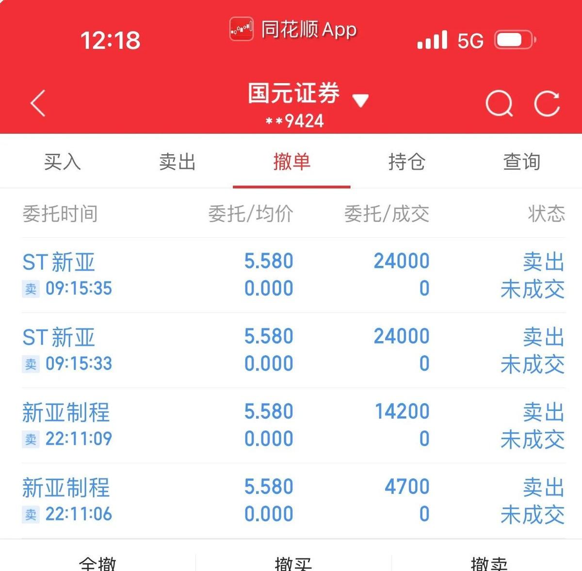 40万全投ST新亚制程，结果开盘就跌停，115万封单，6.5亿卖单，这操作，心塞
