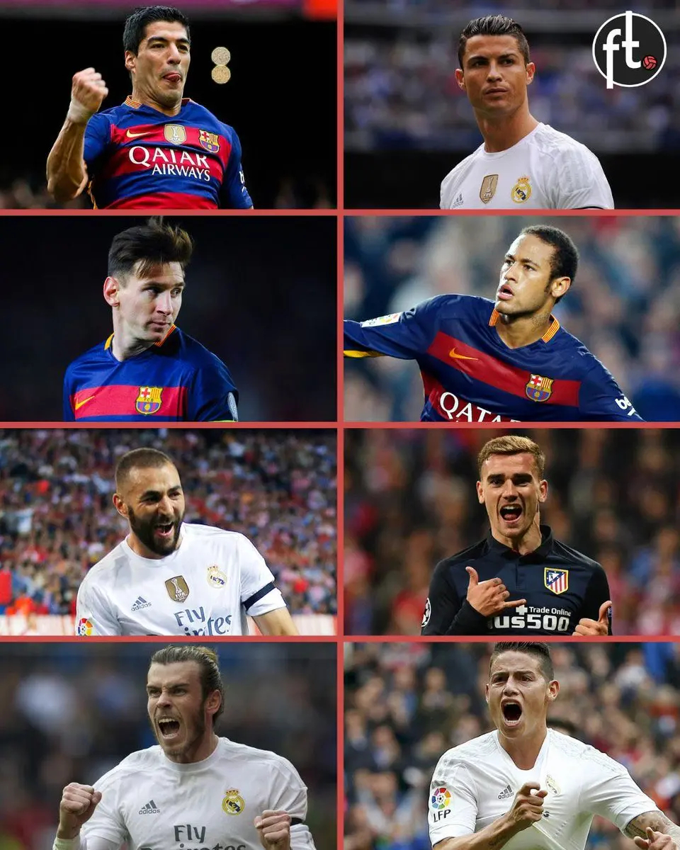 2015/16赛季西甲联赛部分球员的数据：🇺🇾 苏亚雷斯（巴塞罗那）——40