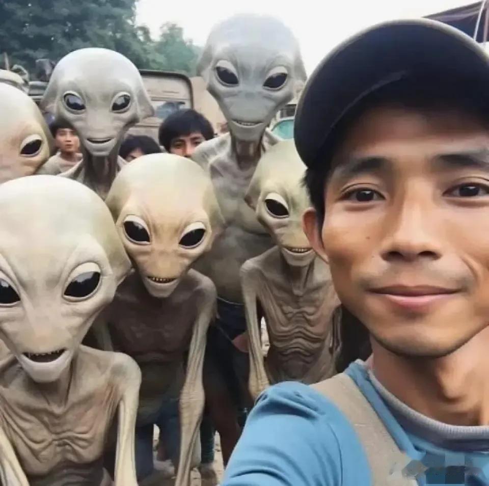 是外星人活捉了人类[吃瓜群众]还是人类活捉了外星人？还是他们在一起聚餐？[泪奔]