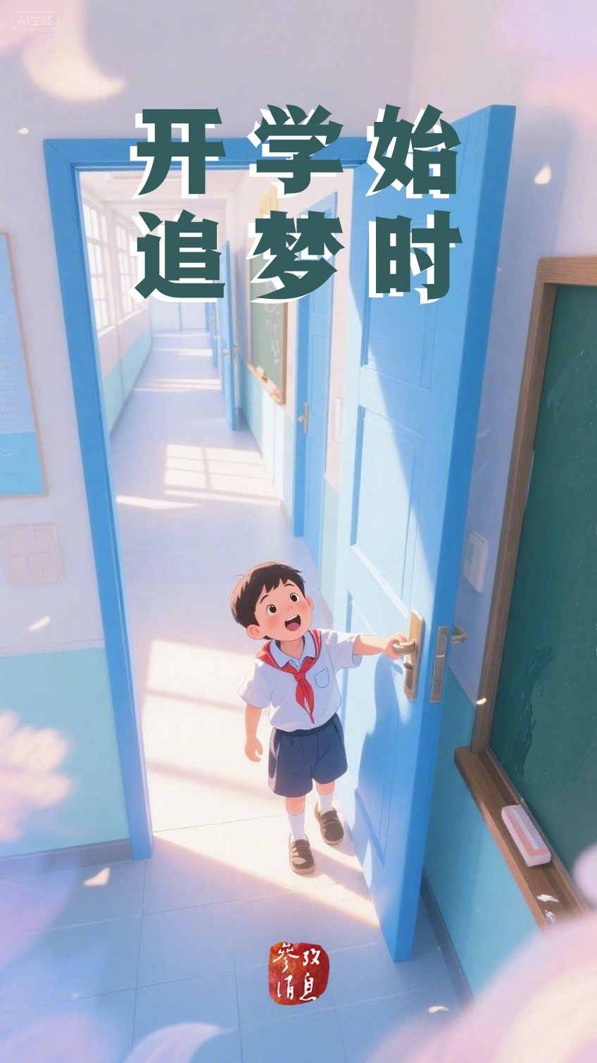 【开学新征程 青春逐梦时】开学啦！#开学# 推开新学期的门，踏上逐梦的阶梯，走廊