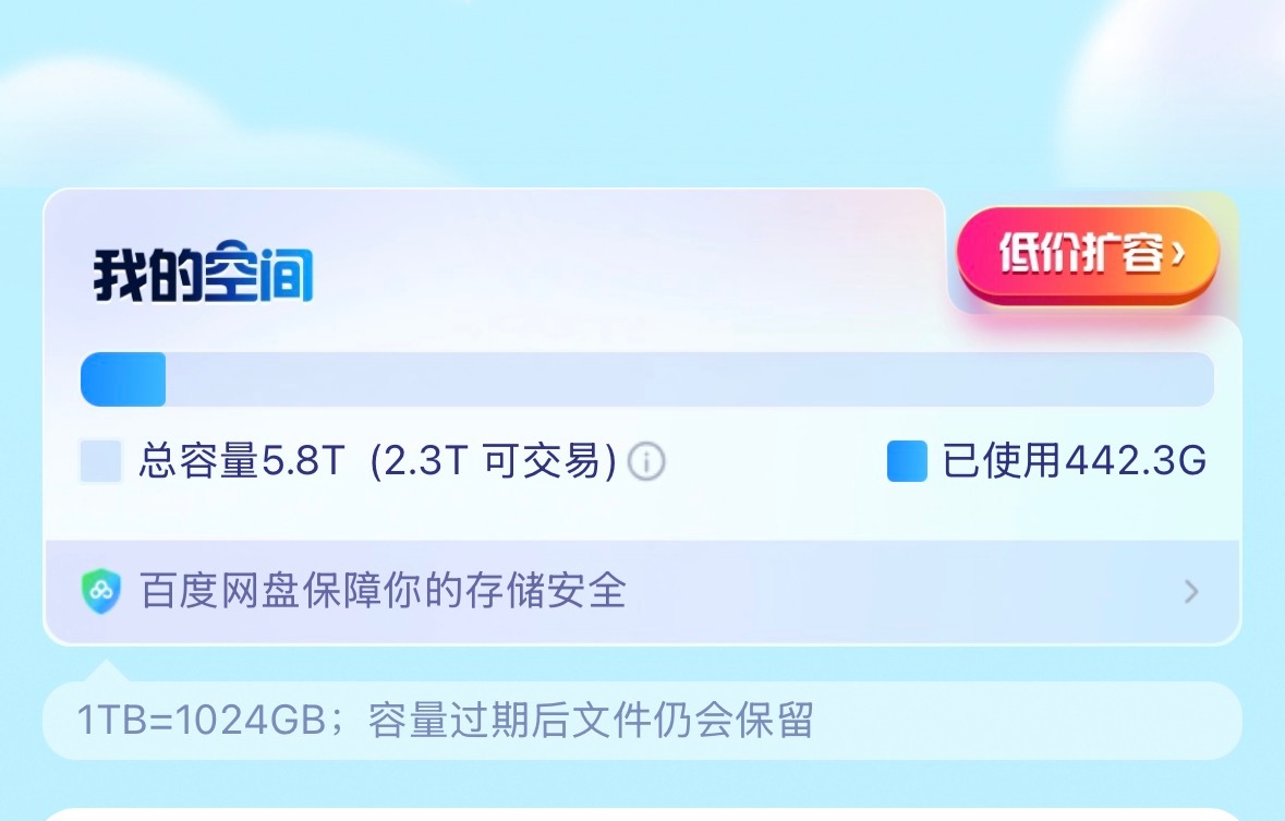 我的网盘容量很厉害了 