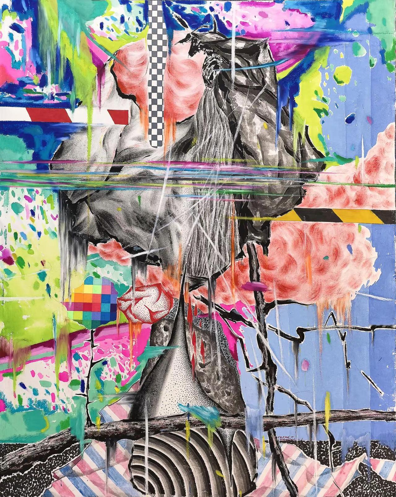 卢守辉我我我作品《不知名的花》四。不知名的花4，纸本综合材料，120×97cm，