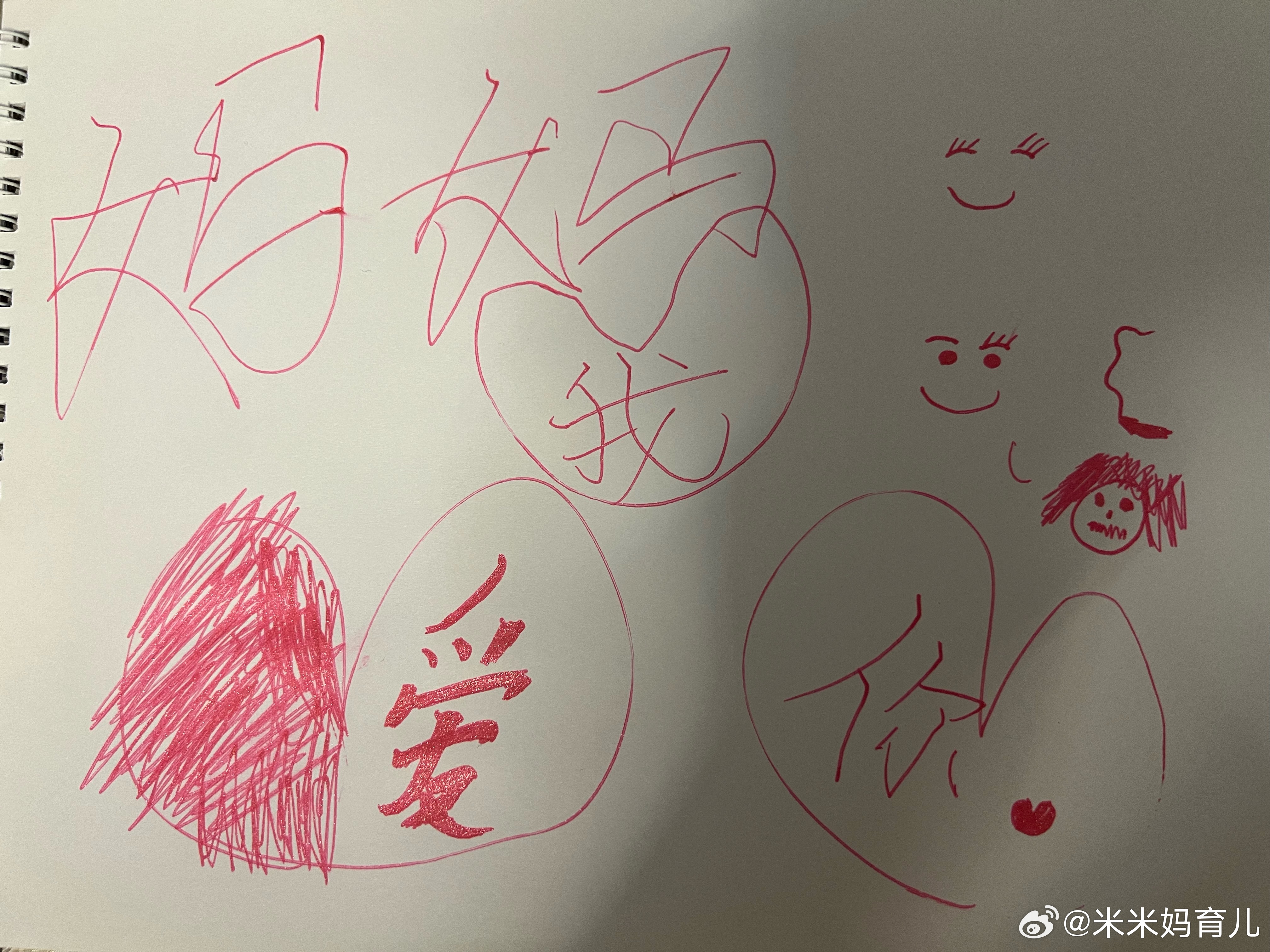 米米：妈妈，你闭上眼睛，我给你一个惊喜～我：好的～米米：你看，送给你的～恩，是一