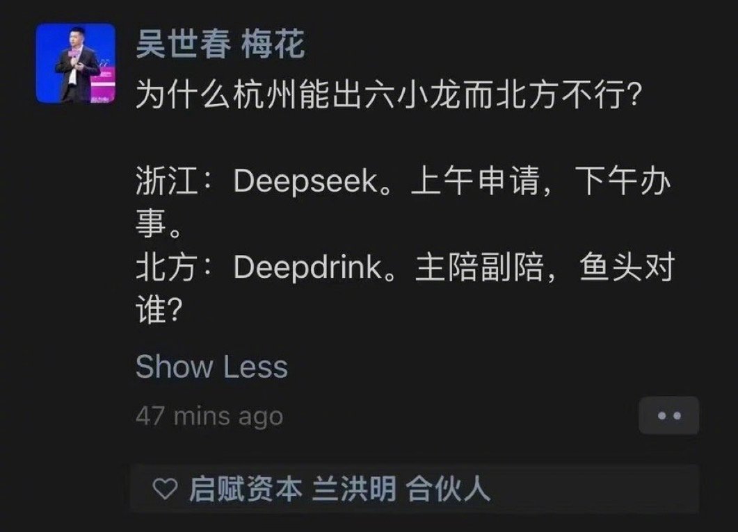 deep seek  杭州六小龙  转。[允悲] 