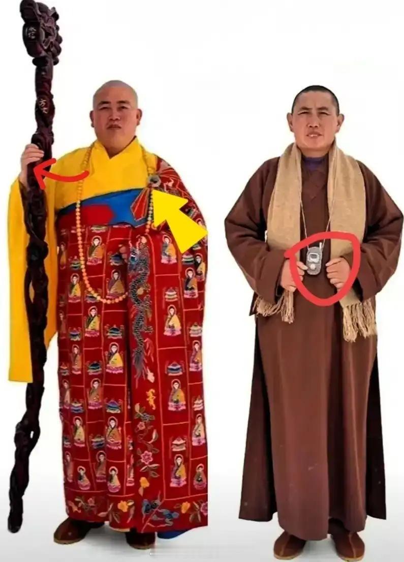 左边释永信，右边释永梅释永信是方丈，释永梅是下院住持他们二人为师兄妹，让人注意的