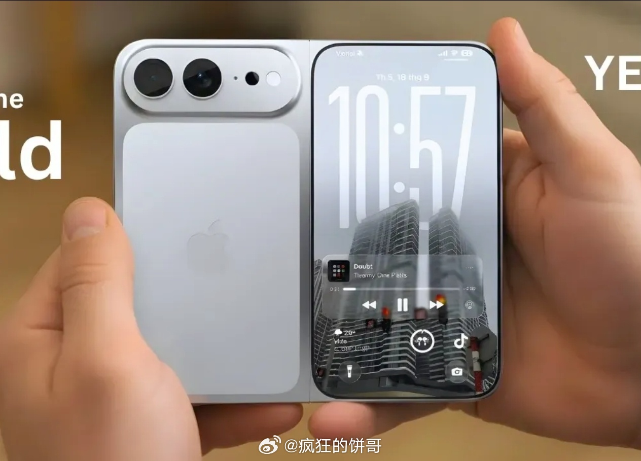 iPhoneFold再曝渲染图 据说富士康已在试产苹果折叠屏iPhone手机，下