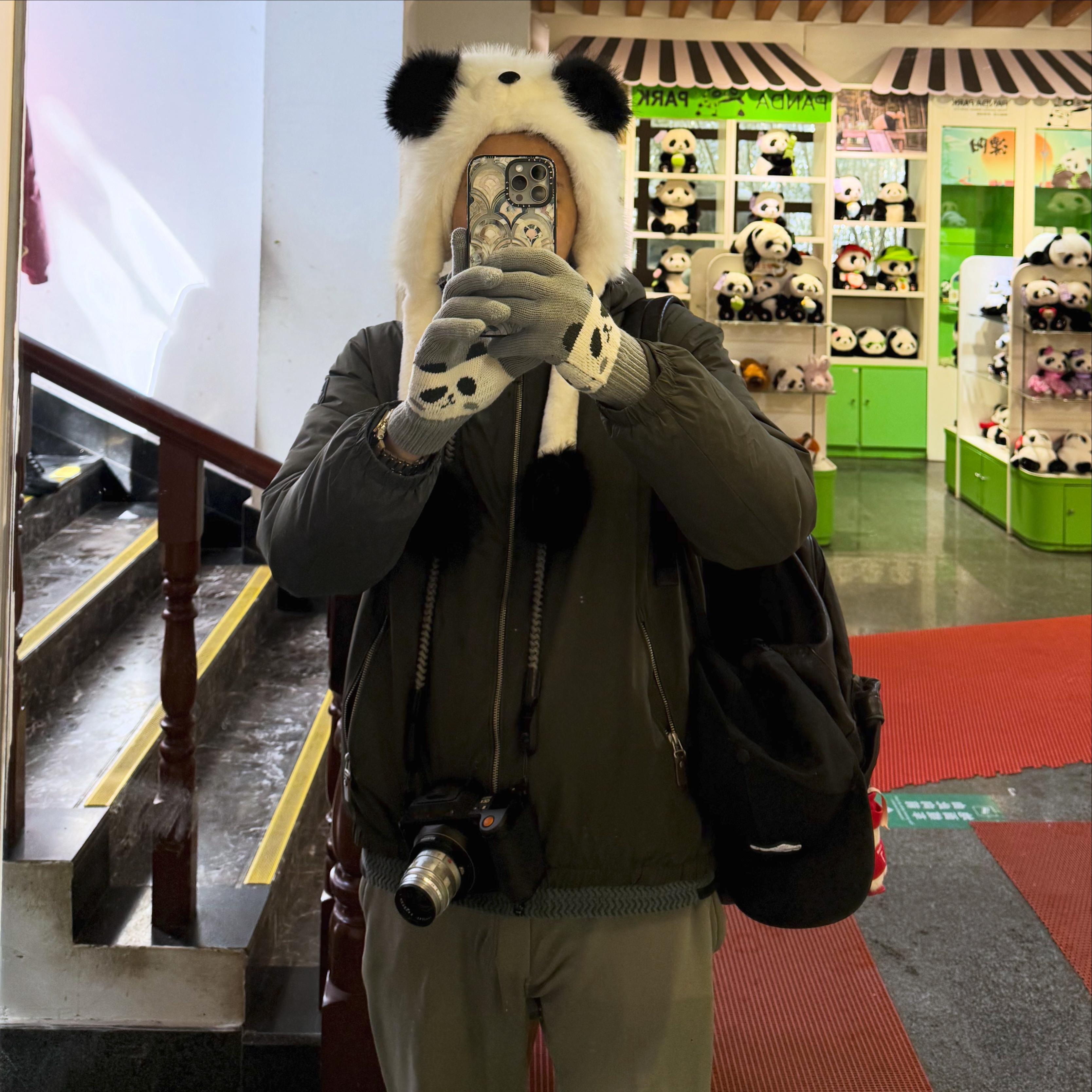 熊猫在睡觉，景色真好，就是好冷🥶！ 