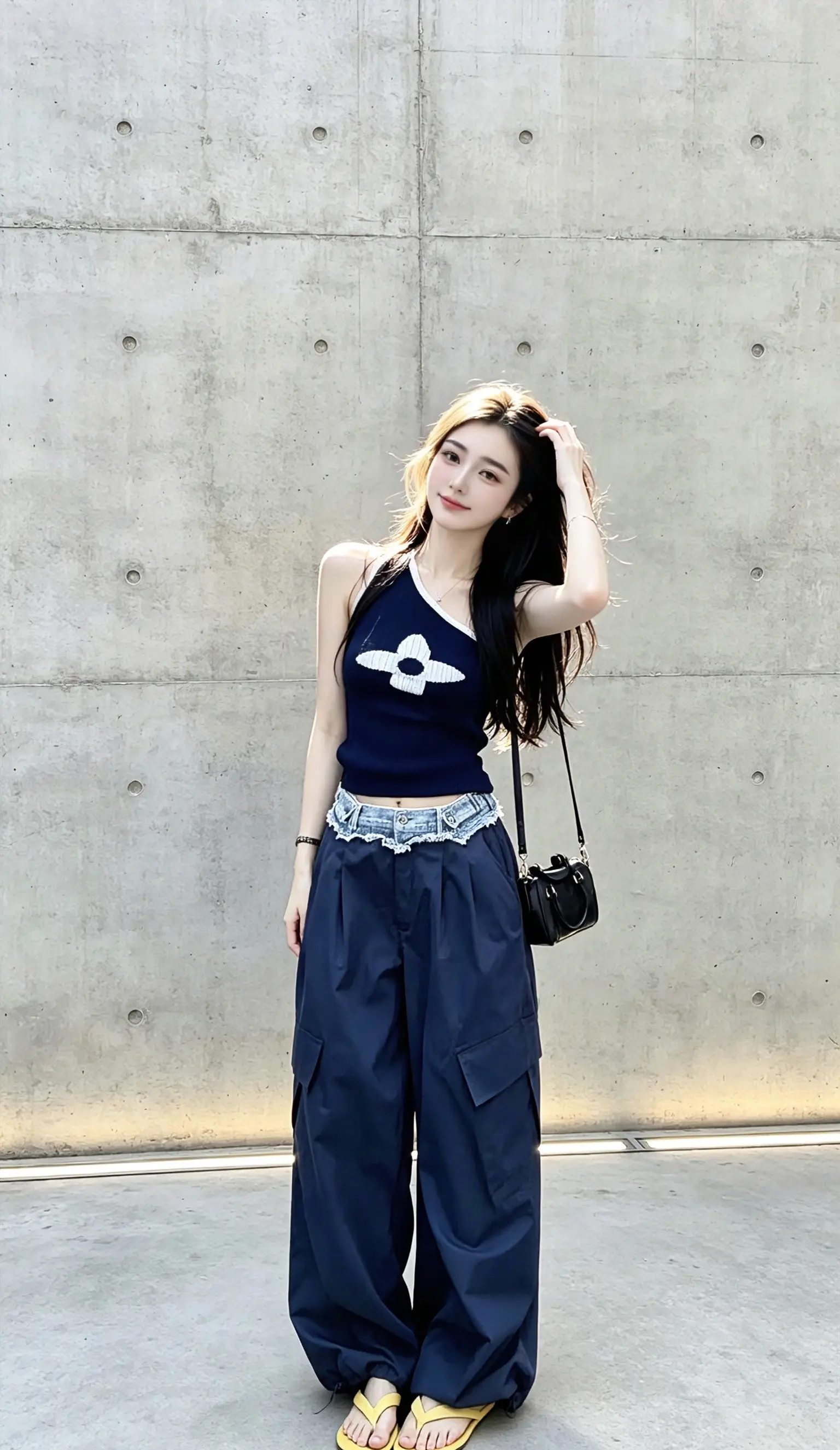 美式辣妹背心 显瘦韩系时髦吊带背心套装 设计感小背心 夏天甜酷穿搭