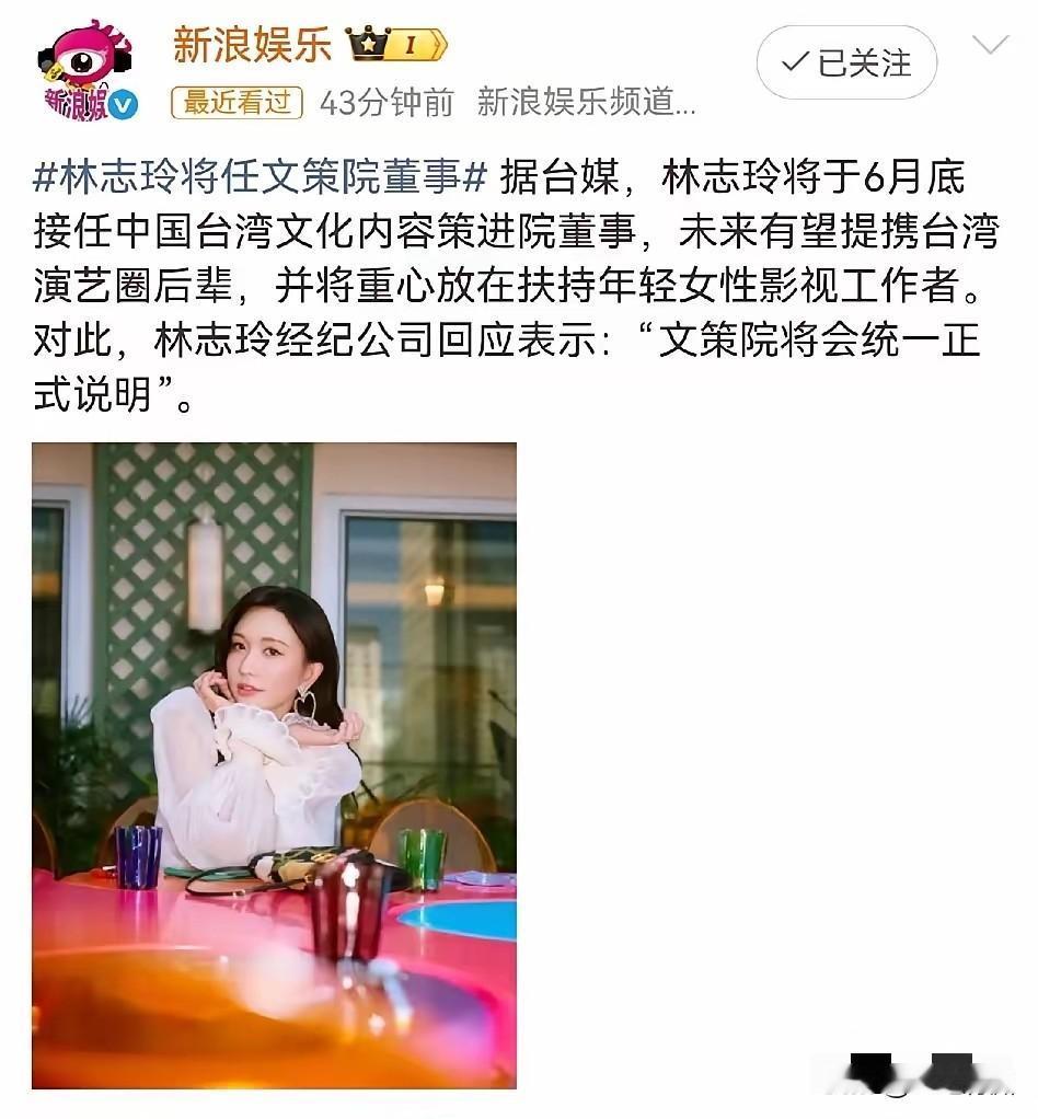 林志玲官宣担任台湾“文策院”董事消息一出，很多大陆人不理解，为何她去干这个事情？