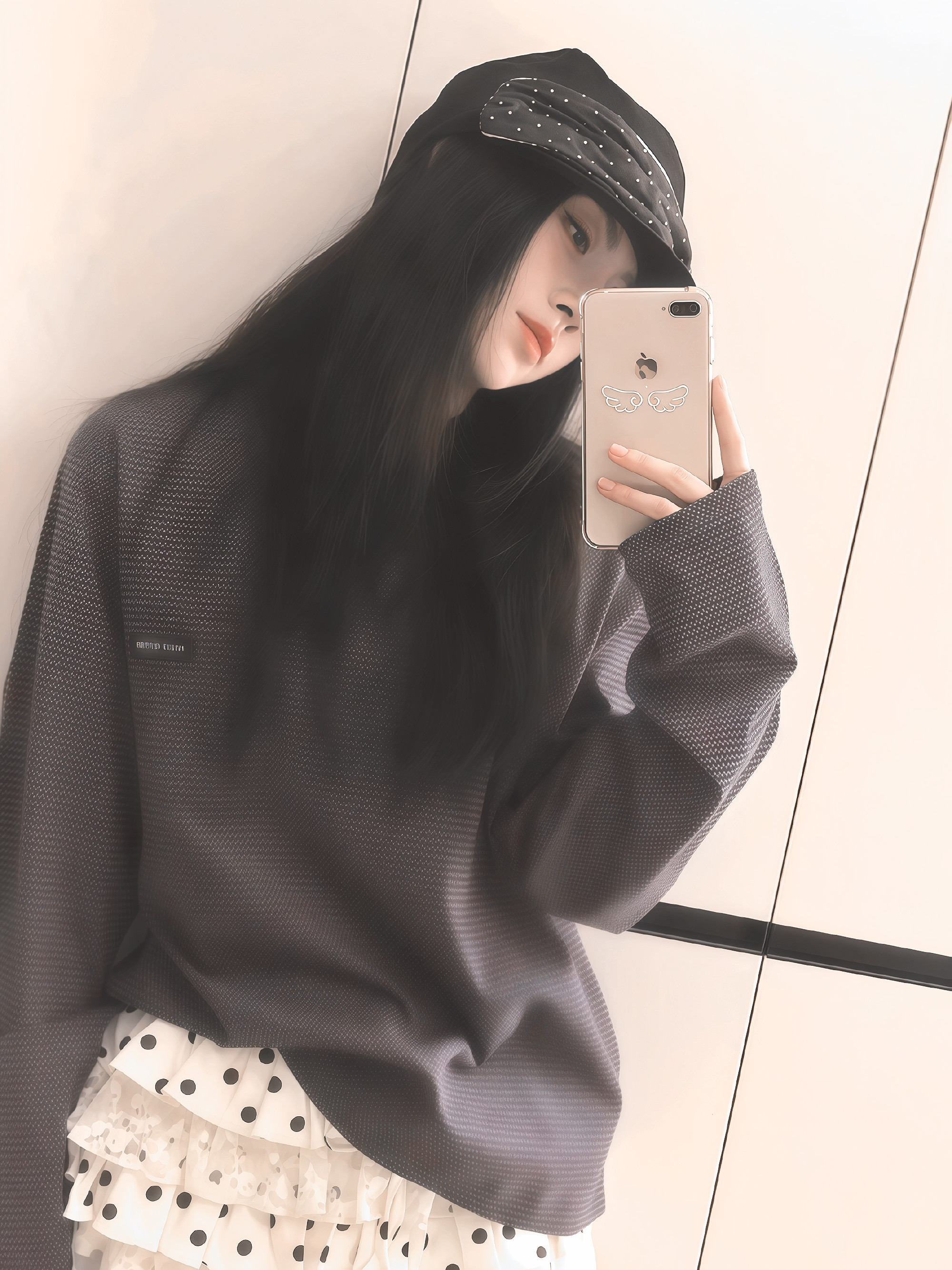 鞠婧祎 jjy鞠婧祎反手对镜拍 小翅膀🪽 