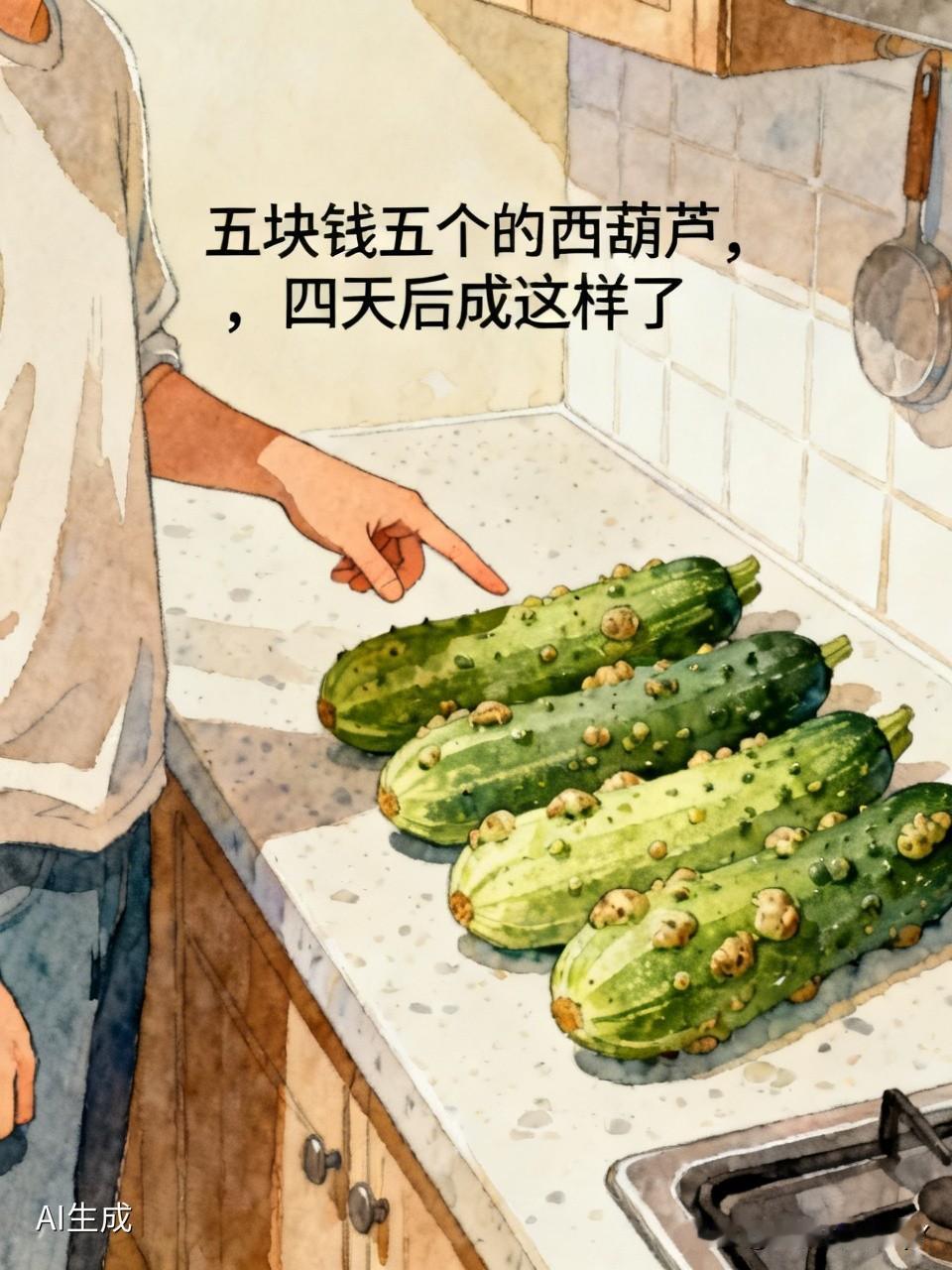 总感觉这事怪怪的。
河北沧州有位女子，下班路上在路边菜摊花五块钱买了五个西葫芦。
