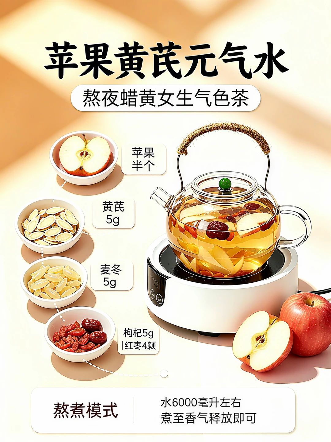 黄皮/熬夜脸闭眼冲！素颜好气色的懒人养生水