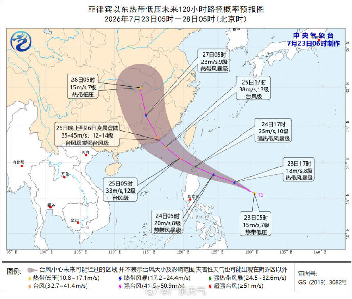 【#台风红霞登陆时间#】据预计，未来24小时内该热带低压将以每小时30公里左右的