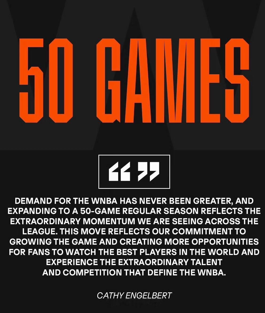 WNBA下赛季每队的常规赛场次将从44场增加到50场chinahawks // 