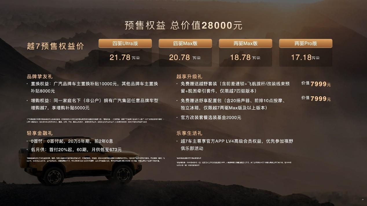 传祺越7预售权益价17.18万起 限量送出一年免费使用权9月2日，“都市自在 山