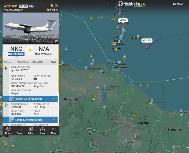 昨天，一架此前与PMC·瓦格纳有联系的 伊尔-76 运输机抵达委内瑞拉。