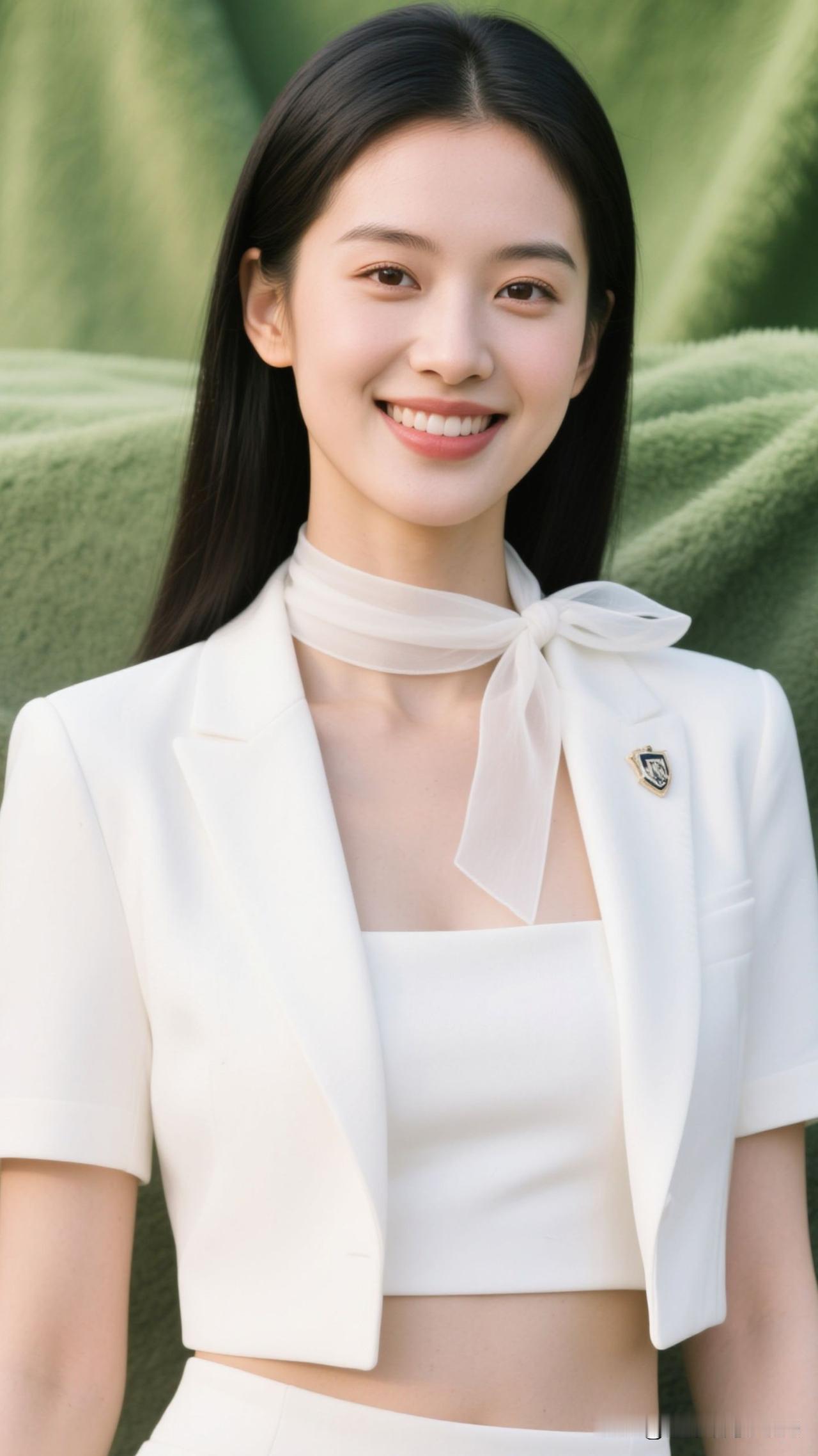 ✨ 把晴空的纯净、绸缎的软与徽章的趣织进穿搭，笑起来时，整个季节的明媚都漾了出来