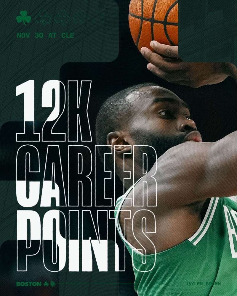 凯尔特人图库 杰伦生涯总得分正式突破12000分大关，又一个台阶迈上，恭喜！凯尔