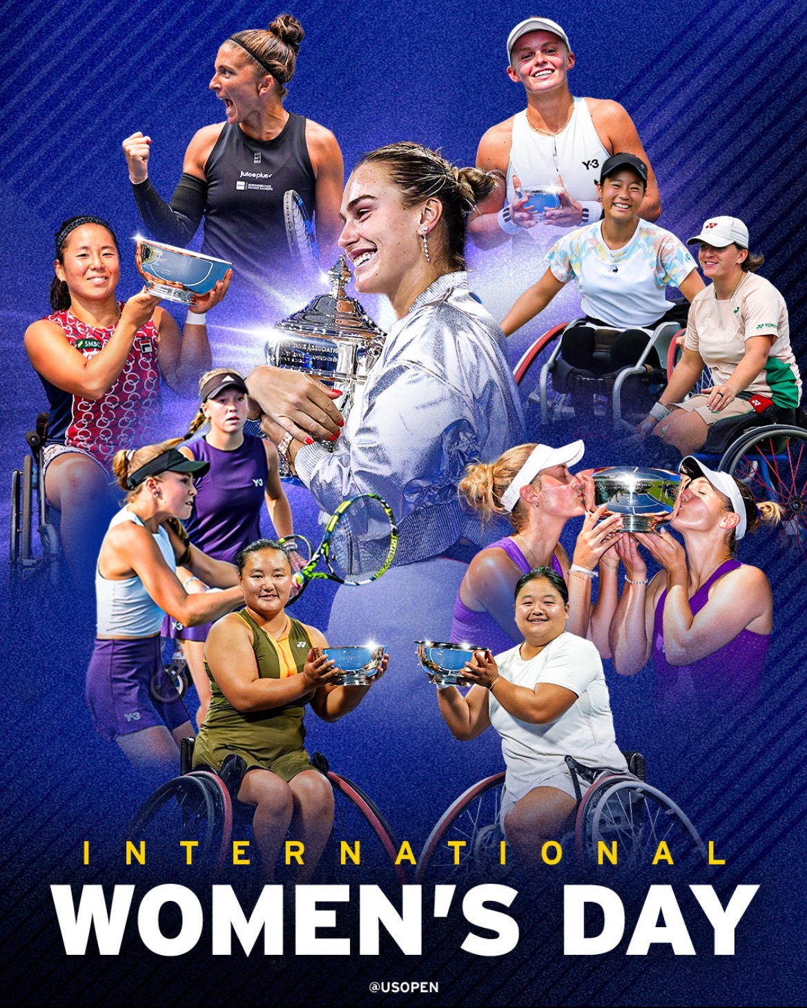 运动场上闪耀的她再发两张女神节球员主题海报，拉杜卡努那个感觉设计师做好后发现忘了