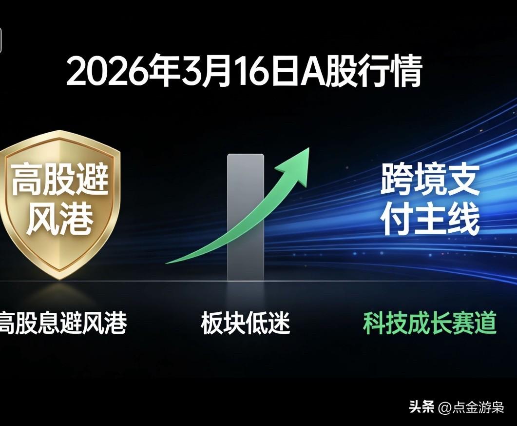 2026.3.16 A股复盘：高股息筑底，跨境支付破局，地缘扰动引资金切换

2