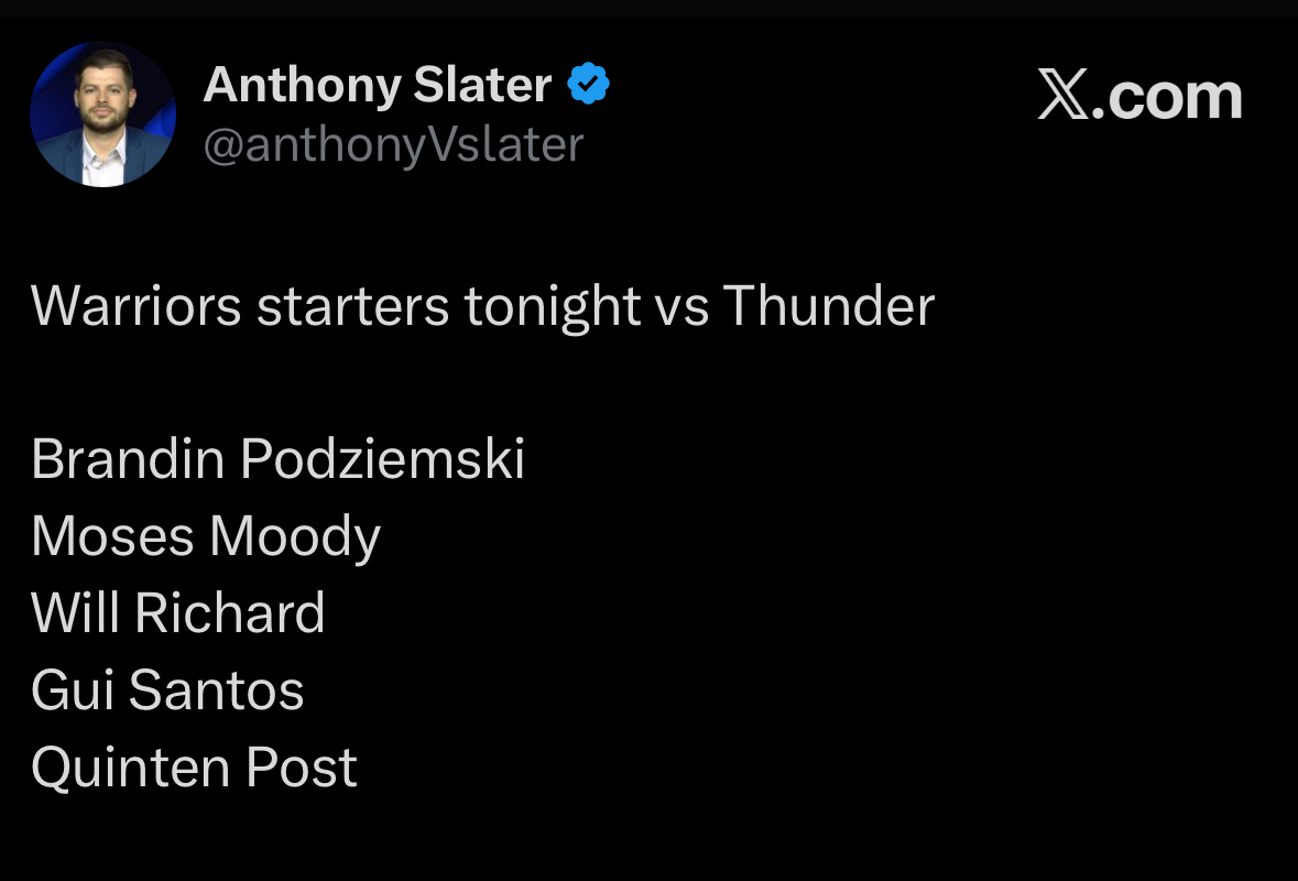 勇士今日首发波杰穆迪理查德桑托斯波斯特雷霆vs勇士