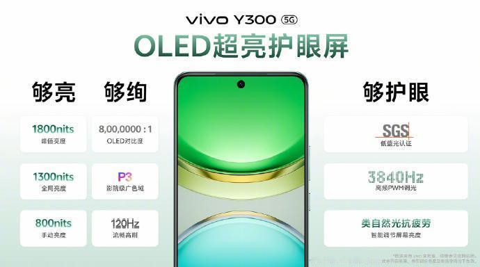 vivo Y300 新机来了  -屏幕：6.77英寸 120Hz OLED直屏支