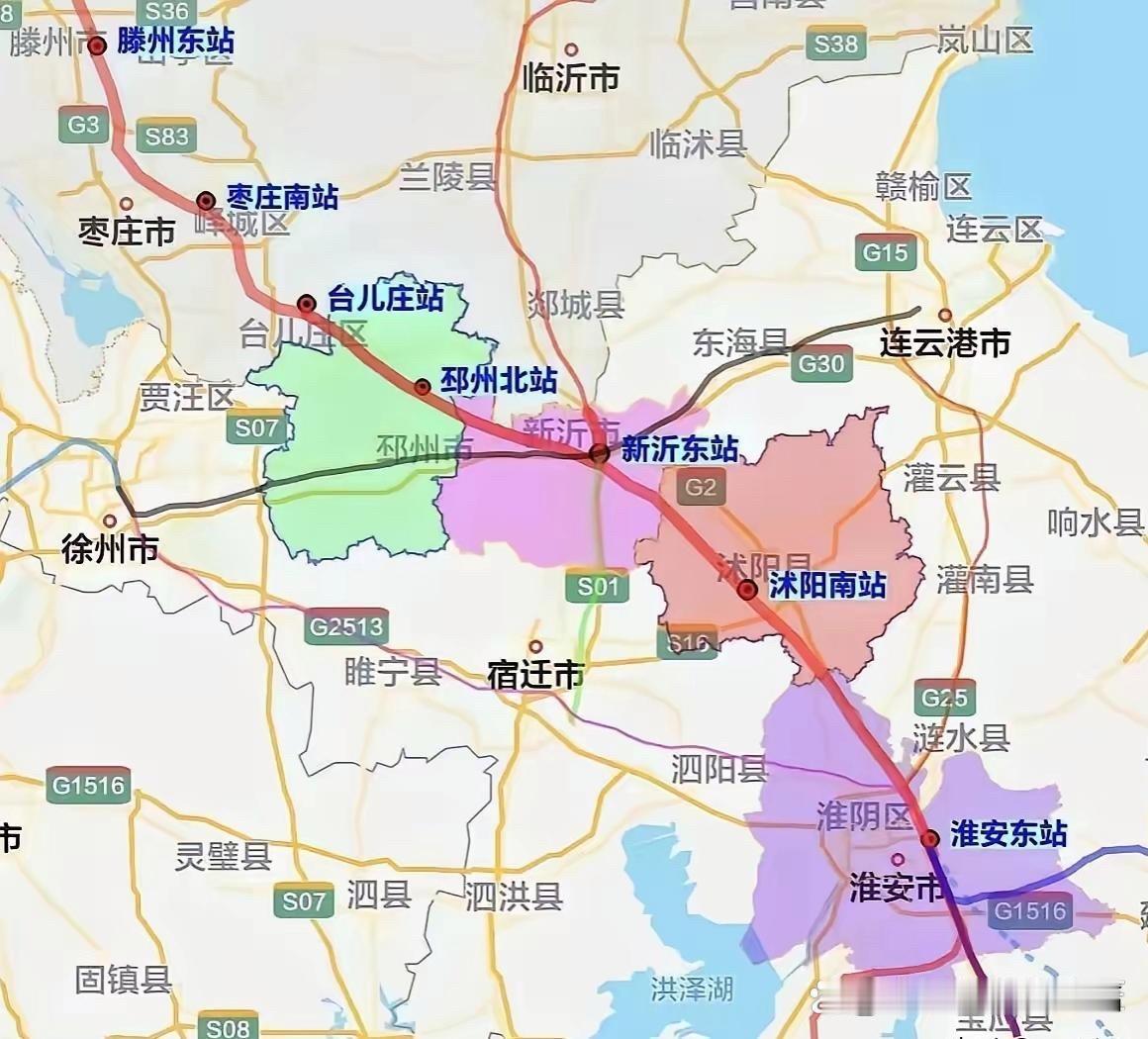 这条铁路走邳州是不可能的，因为邳州往南都是水路，有运河及黄墩湖，往东南有运河洛玛