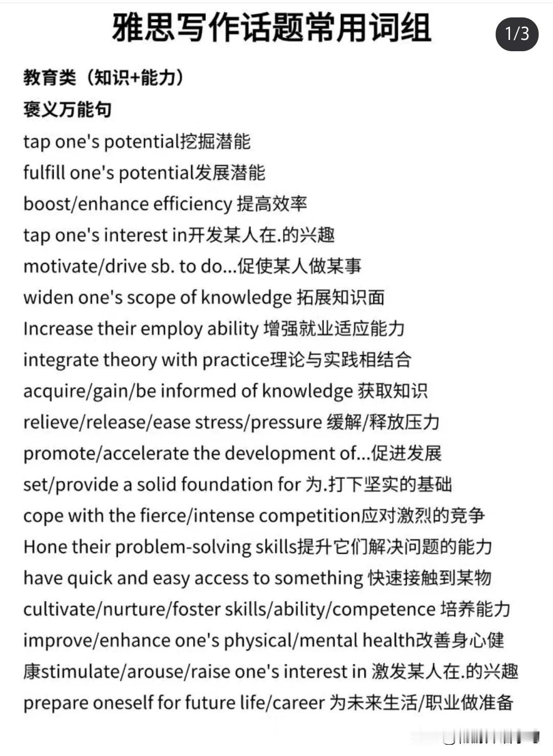 雅思写作常用词组