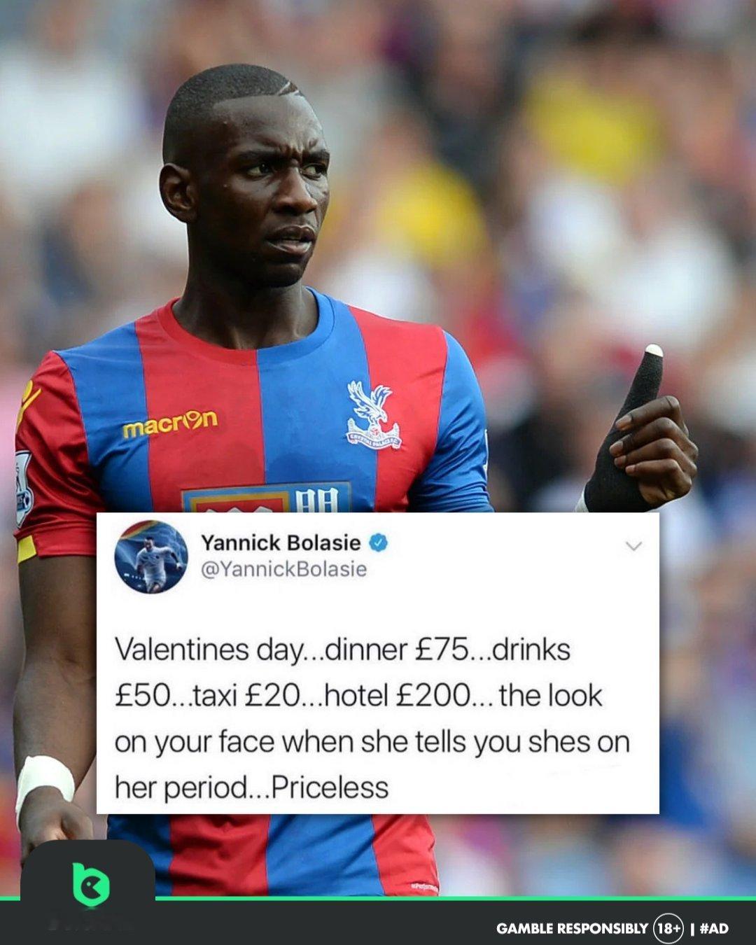 没有一篇情人节帖子能超越 Yannick Bolasie。 🤣😭 