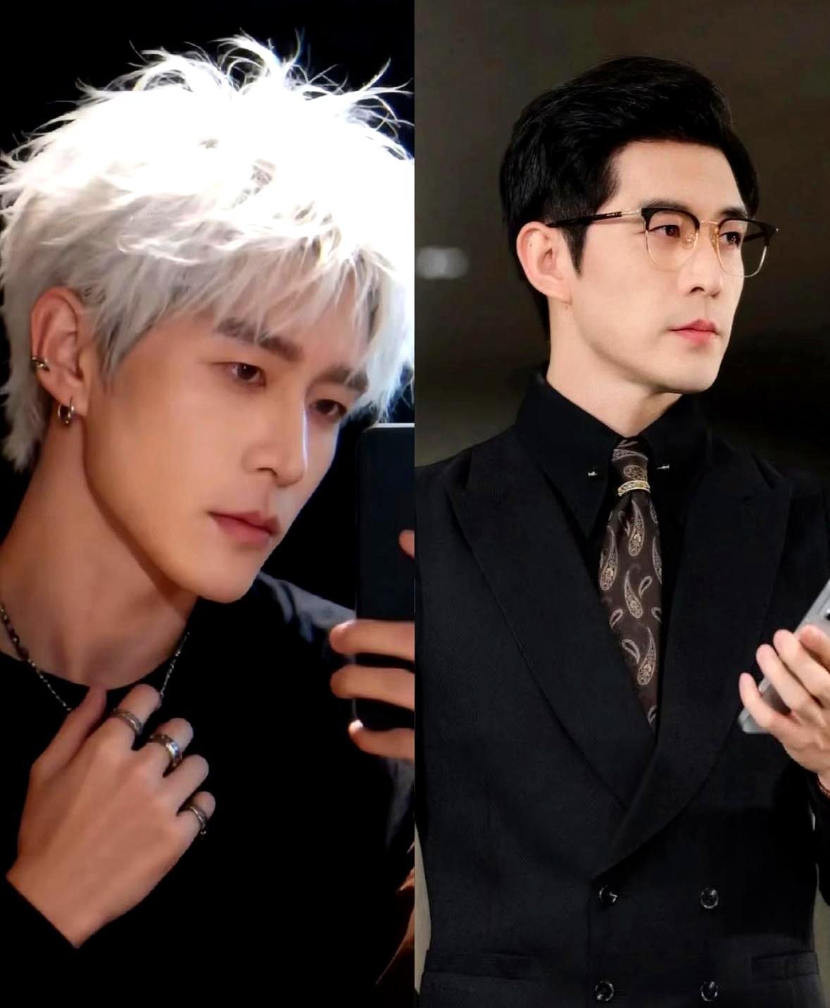 35岁赵廷义换个发色直接差辈！黑发亮面西装是45岁韩式财阀，染完白发秒变18岁少